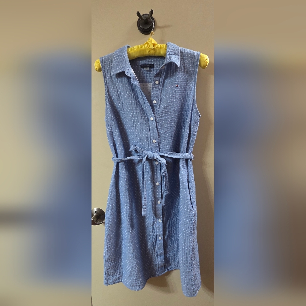 Tommy Hilfiger Blue Sleeveless Sundress with Collar